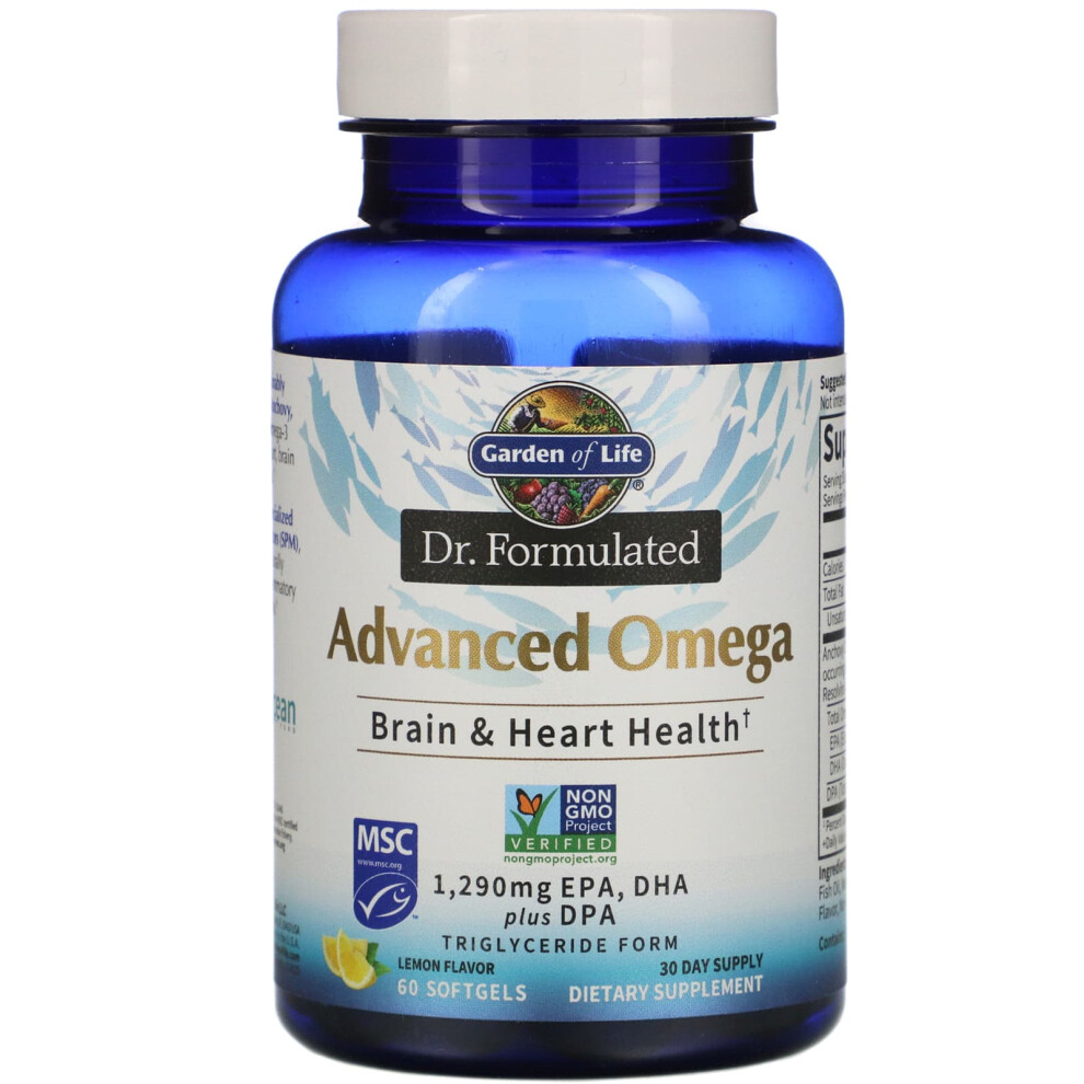 Garden Of Life , Dr. Formulated, Advanced Omega, Lemon, 60 Softgels