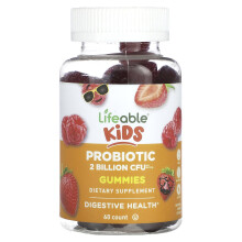 Lifeable, Probiotique Enfants Gummies, Baies Naturelles, 1 Milliard d'UFC, 60 Gummies