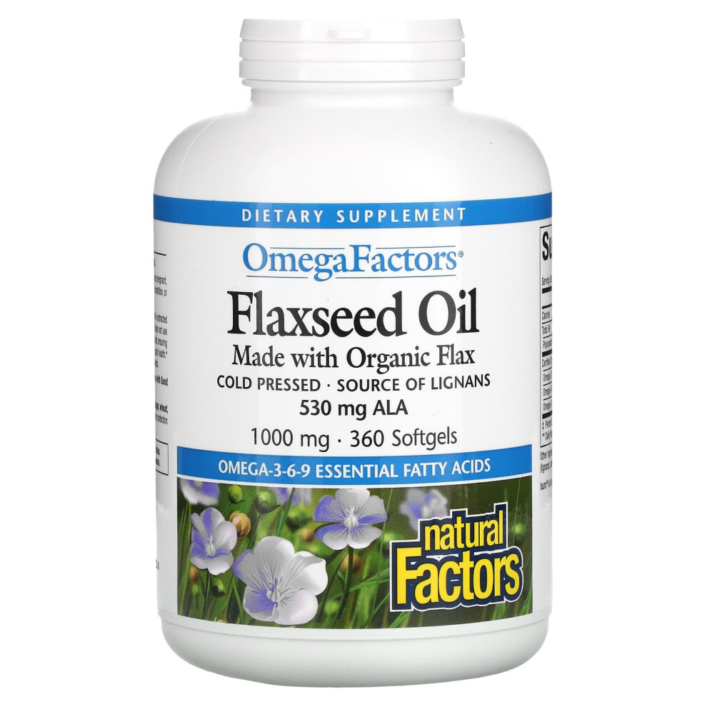 Natural Factors , Omegafactors, Flaxseed Oil, 1000 Mg, 360 Softgels
