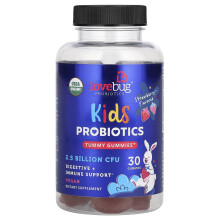 LoveBug Probiotics, Probiotiques Enfants, Tummy Gummies, Fraise, 2,5 Milliards d'UFC, 30 Gummies