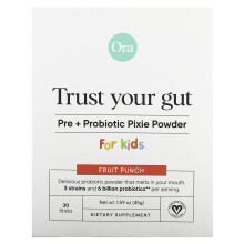 Ora, Trust Your Gut, Prä + Probiotikum Pixie Pulver, Für Kinder, Fruchtpunsch, 6 Milliarden, 30 Sticks à 0,05 oz (1,5 g)