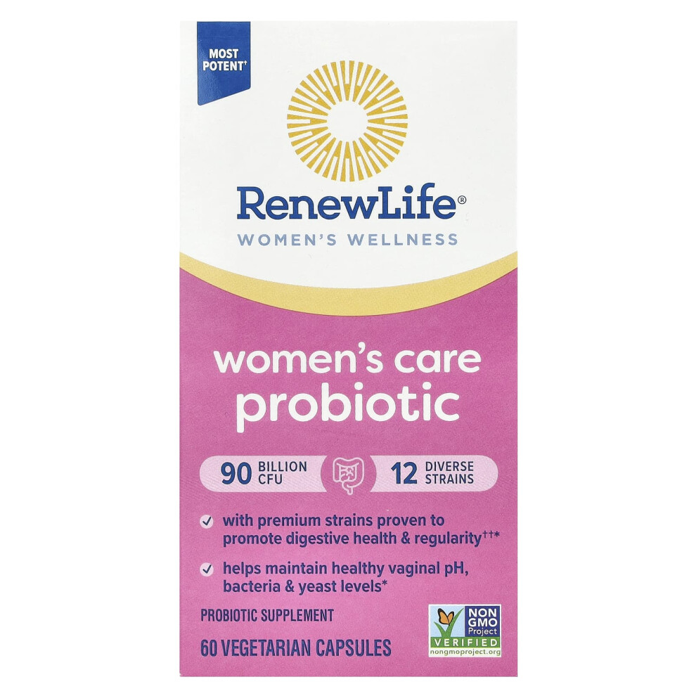 Renew Life , Women's Wellness, Women's Care Probiotic, 90 Billion Cfu, 60 Vegetarian Capsules