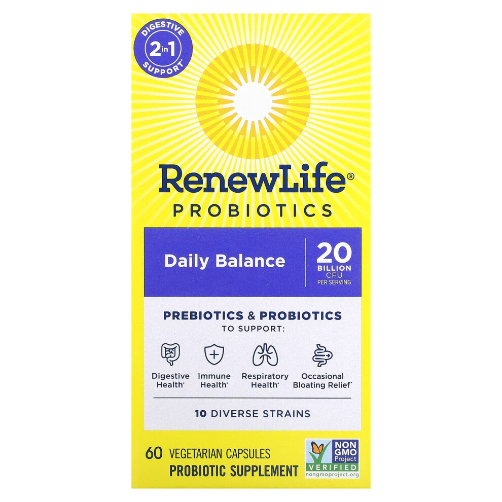 Renew Life , Probiotics, Daily Balance, 60 Vegetarian Capsules