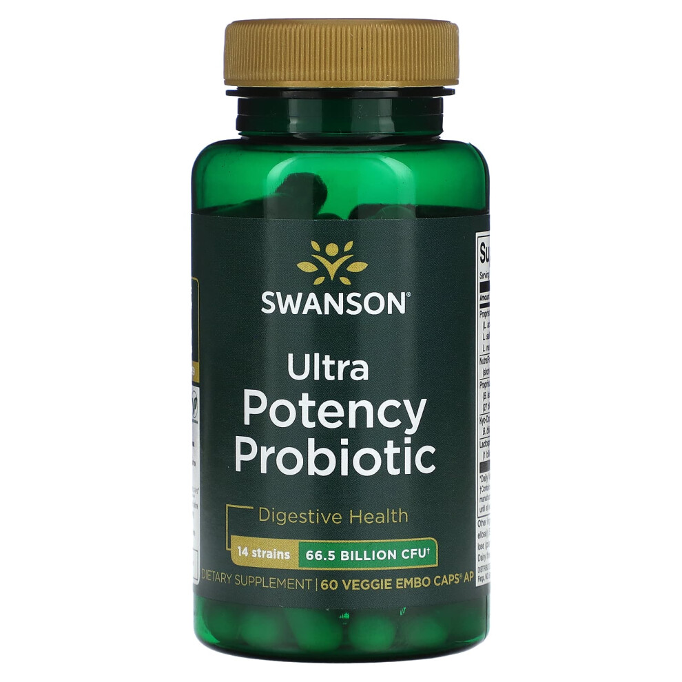 Swanson , Ultra Potency Probiotic, 66.5 Billion Cfu, 60 Veggie Embo Caps
