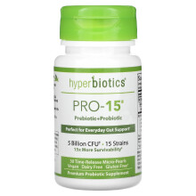 Hyperbiotics, Pro-15, Prebiotico + Probiotico, 5 miliardi di CFU, 30 Micro-Pearls di rilascio a tempo