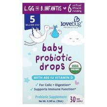 LoveBug Probiotics, Baby-Probiotika Tropfen, 5 Milliarden KBE, 0,34 fl oz (10 ml)