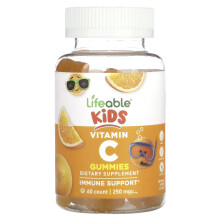 Lifeable, Kinder Vitamin C Gummibärchen, Natürliche Zitrus, 250 mg, 60 Gummis (125 mg pro Gummibärchen)