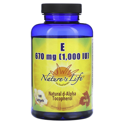 Nature's Life, Vitamine E, 670 mg (1 000 UI), 100 Softgels