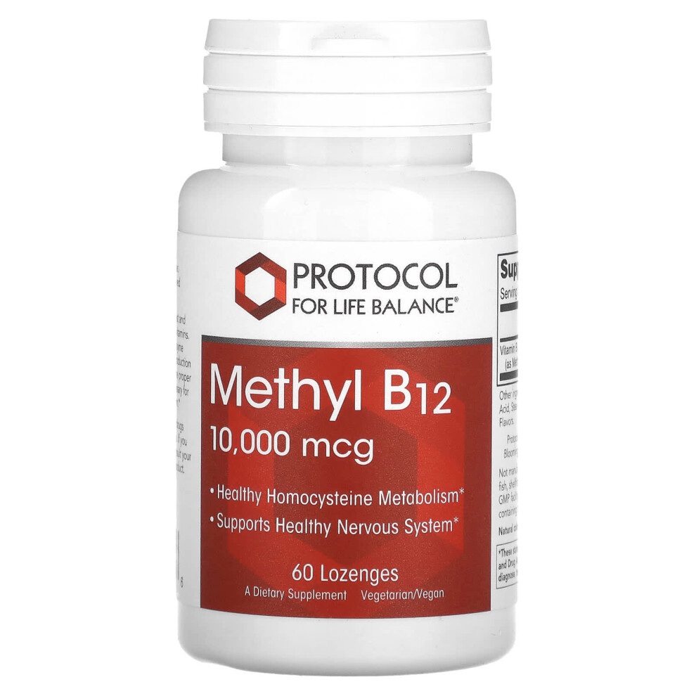 Protocol For Life Balance , Methyl B12, 10,000 Mcg, 60 Lozenges
