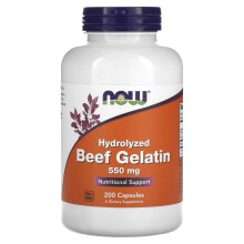 NOW Foods, Gélatine de Bœuf Hydrolysée, 550 mg, 200 Gélules