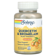 Solaray, Quercetin & Bromelain Plus Vitamin C Kautabletten, Natürlich Orange, 90 Kautabletten