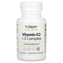 Jigsaw Health, Complexe Vitamine K2 + E, 60 Gélules Souples
