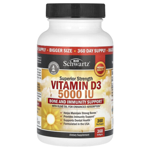 BioSchwartz, Supérieure Force, Vitamine D3, 5 000 UI, 360 Softgels