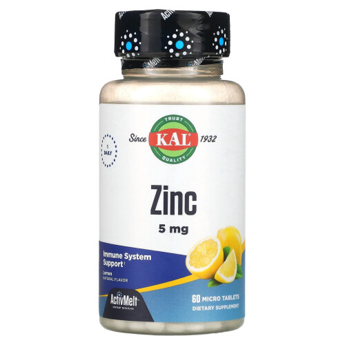 KAL, Zink, Zitrone, 5 mg, 60 Mikrotabletten