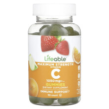 Lifeable, Gommes Vitamine C Force Maximale, Saveur Fruit Naturel, 1 050 mg, 90 Gommes (350 mg par Gomme)