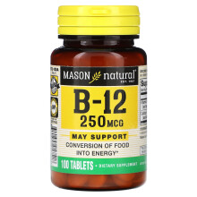 Mason Natural, B-12, 250 mcg, 100 Comprimés