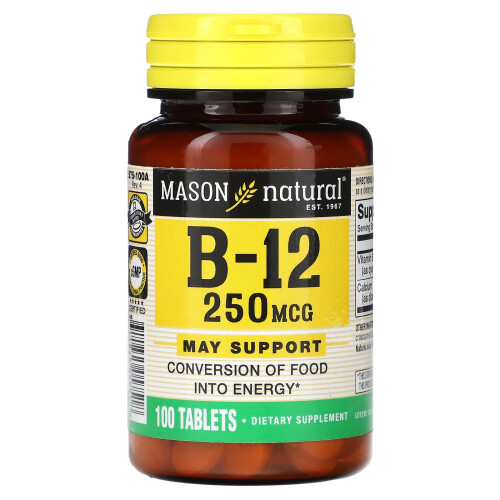 Mason Natural, B-12, 250 mcg, 100 Comprimés