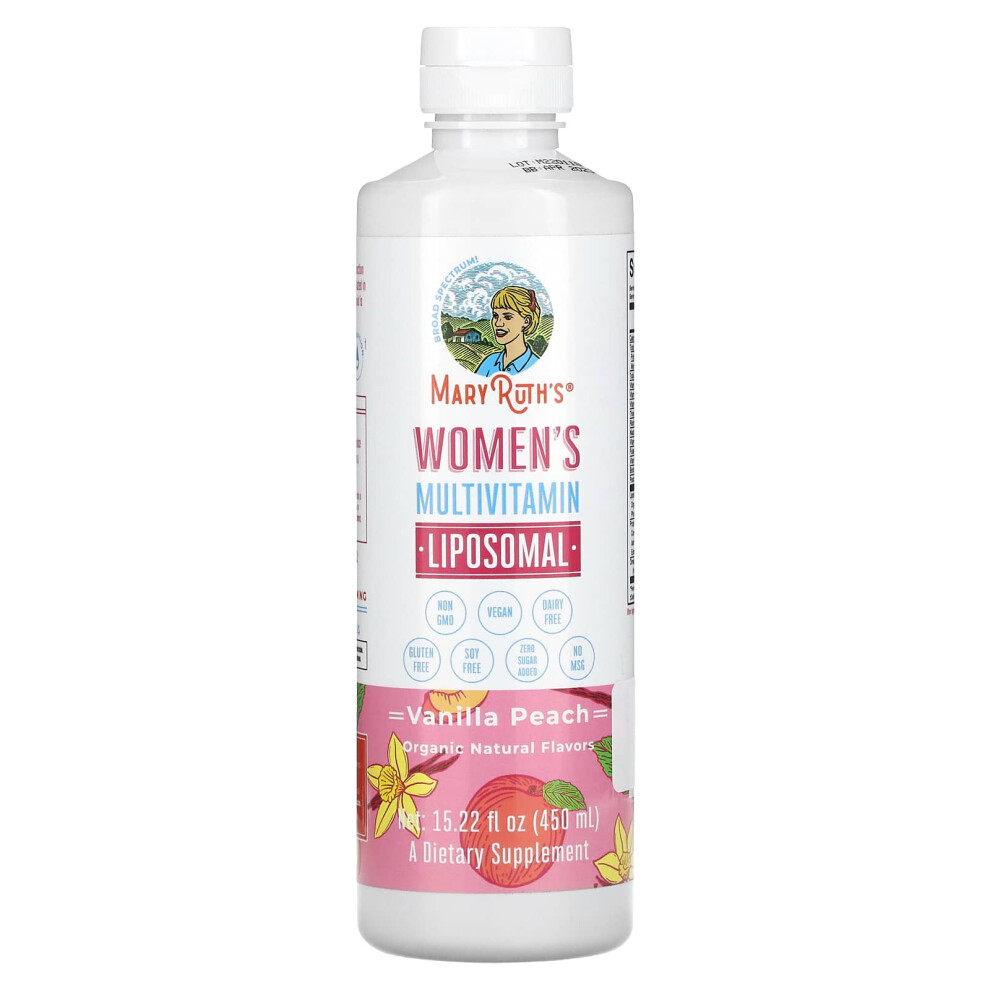 Maryruth's Peach Women's Multivitamin Liposomal, Vanilla 15.22 Fl Oz (450 Ml)