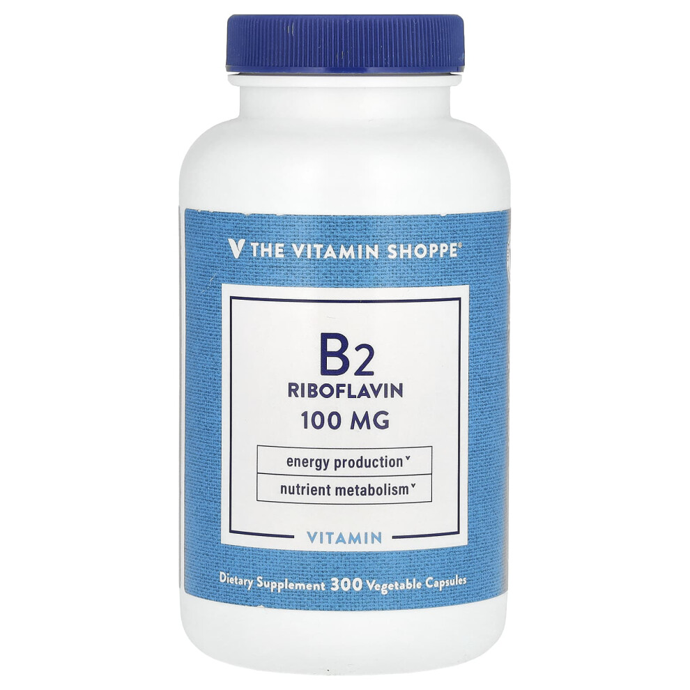 The Vitamin Shoppe , Vitamin B2 Riboflavin, 100 Mg, 300 Vegetable Capsules