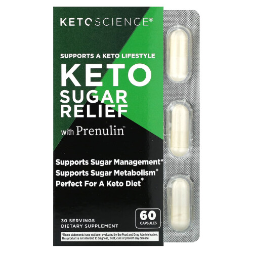 Keto Science, Keto Sugar Relief mit Prenulin, 60 Kapseln