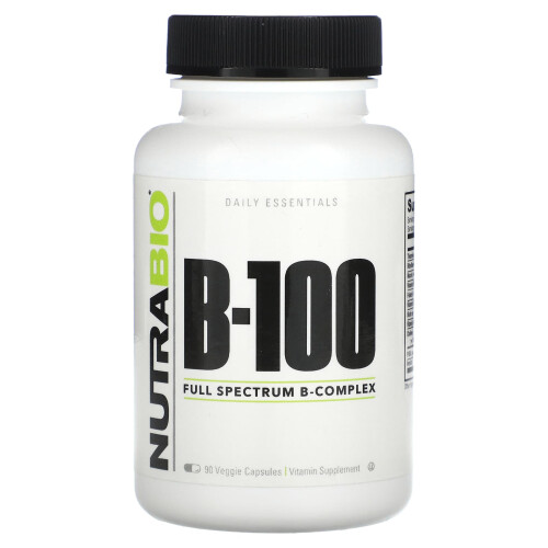NutraBio, B-100, 90 Veggie Kapseln
