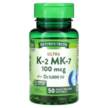 Nature's Truth, Ultra K-2 + MK-7, 100 mcg, 50 Schnellfreisetzungs-Weichkapseln