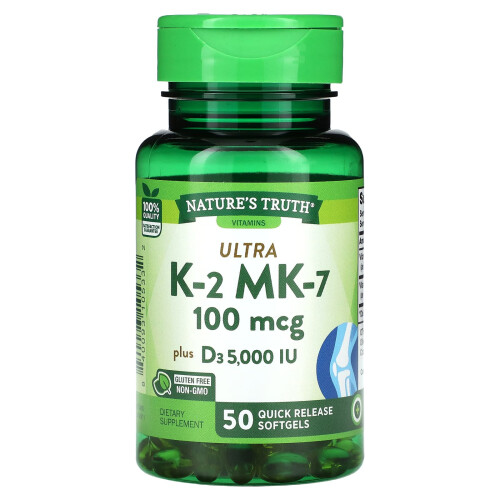 Nature's Truth, Ultra K-2 + MK-7, 100 mcg, 50 Quick Release Softgels