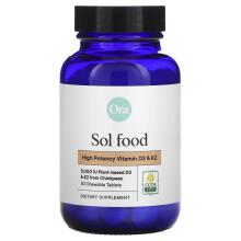 Ora, Sol Food, Hochwirksames Vitamin D3 & K2, 30 Kautabletten