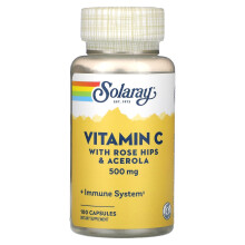 Solaray, Vitamin C, mit Hagebutten & Acerola, 500 mg, 100 Kapseln