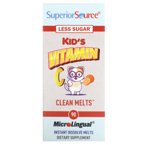Superior Source, Vitamine C Enfants Clean Melts, Orange, 90 Pastilles à Dissolution Instantanée