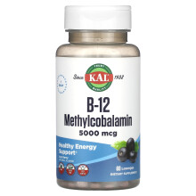 KAL, B-12 Methylcobalamin, Acai-Beere, 5.000 mcg, 60 Lutschtabletten