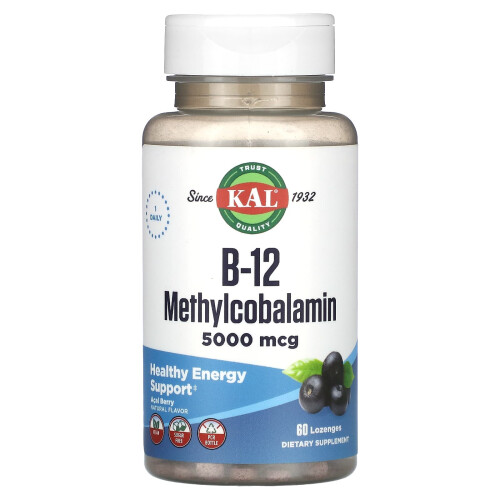 KAL, B-12 Methylcobalamin, Acai-Beere, 5.000 mcg, 60 Lutschtabletten