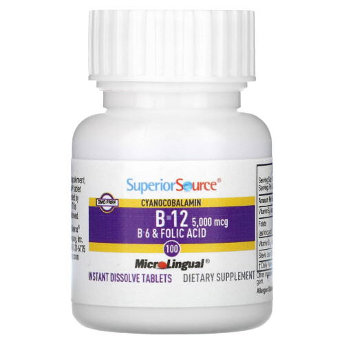 Superior Source, B-12, B-6 & Folsäure, 100 Mikro-Lingual Sofortschmelztabletten 2