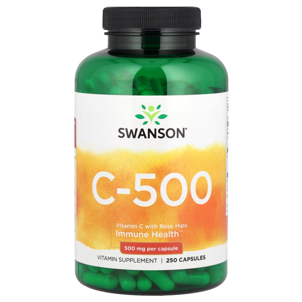 Swanson , C-500, Vitamin C With Rose Hips, 500 Mg, 250 Capsules
