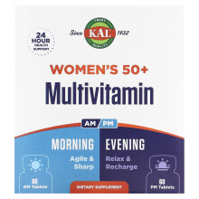 KAL, Frauen 50+ Multivitamin, Morgens & Abends, 2er Pack, 60 Tabletten je