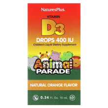 NaturesPlus, Animal Parade, Vitamin D3 Tropfen, Natürlich Orange, 400 IE, 0,34 fl oz (10 ml)