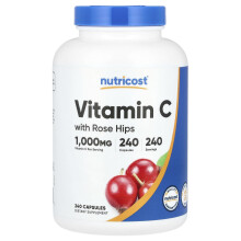 Nutricost, Vitamine C avec Églantier, 1 000 mg, 240 Gélules