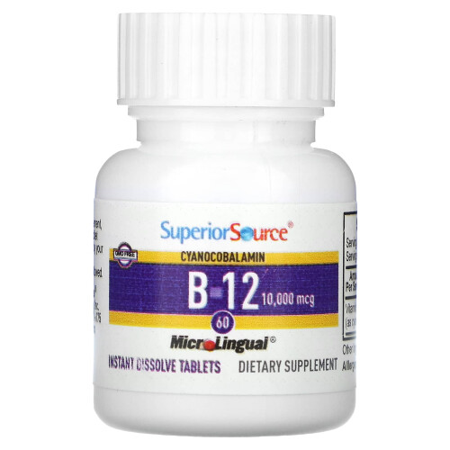 Superior Source, Cyanocobalamine B-12, 10 000 mcg, 60 Comprimés MicroLinguaux à Dissolution Instantanée 2