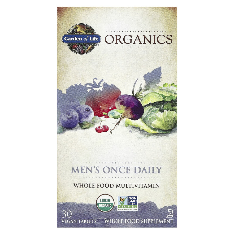 Garden Of Life , Organics, Men's Once Daily, Whole Food Multivitamin, 30 Vegan Tablets