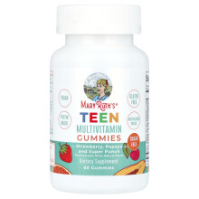 MaryRuth's, Multivitamines Gummies Pour Adolescents, Sans Sucre, Fraise, Papaye et Super Punch, 60 Gummies