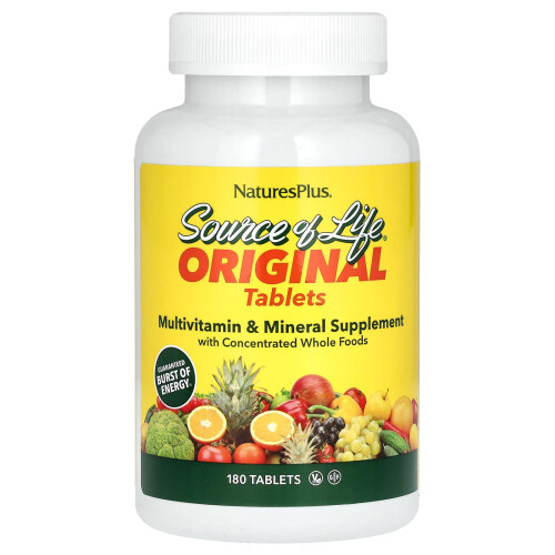 NaturesPlus, Source de Vie, Comprimés Originaux, Complément Multi-Vitaminé et Minéral, 180 Comprimés