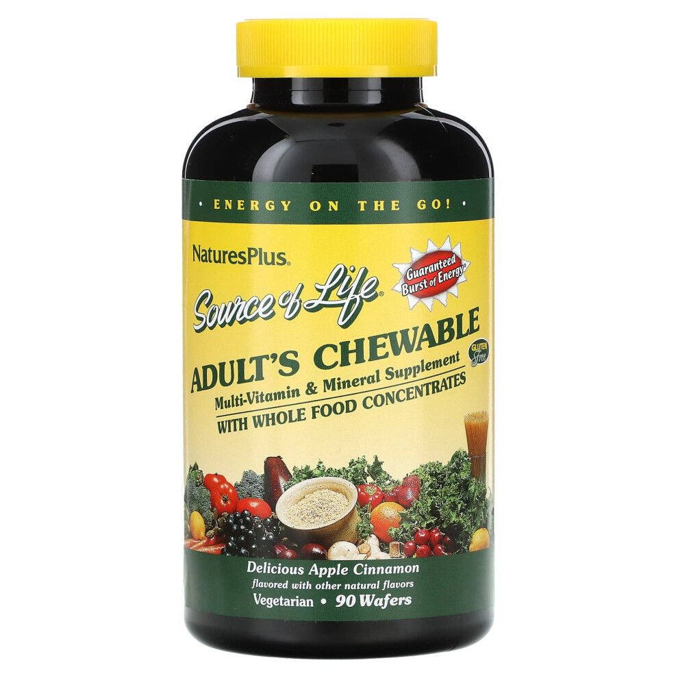 Naturesplus , Source Of Life, Adult's Chewable Multi-Vitamin & Mineral Supplement, Delicious Apple Cinnamon, 90 Wafers