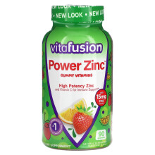 VitaFusion, Power Zink Gummivitamine, Natürlich Erdbeere-Tangerine, 15 mg, 90 Gummis (5 mg pro Gummibärchen)