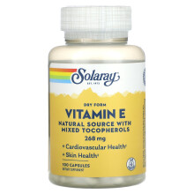 Solaray, Trockenform Vitamin E, 268 mg, 100 Kapseln