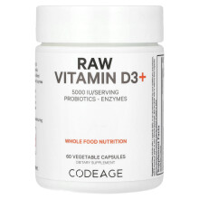 Codeage, Rohes Vitamin D3+, 5.000 IE, 60 Pflanzenkapseln