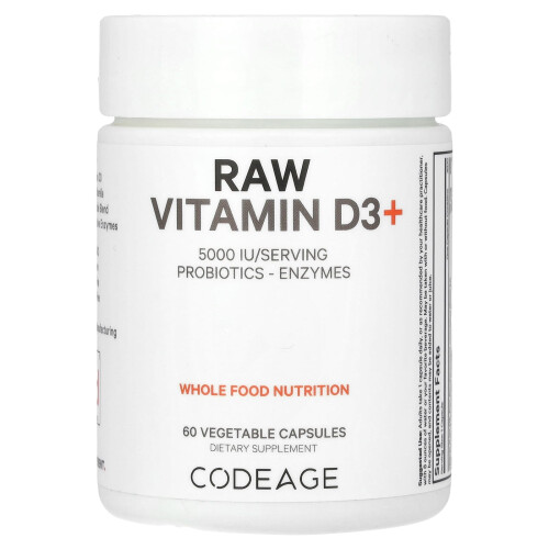 Codeage, Rohes Vitamin D3+, 5.000 IE, 60 Pflanzenkapseln