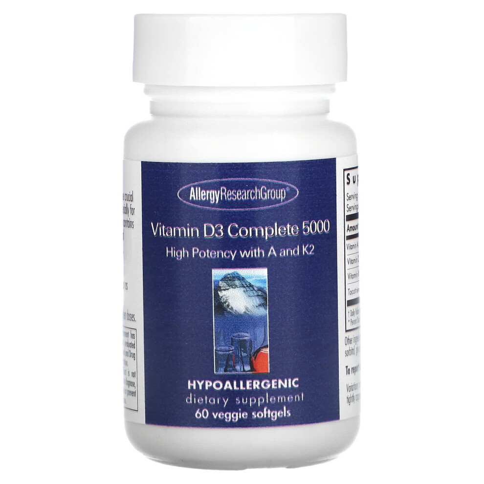 Allergy Research Group , Vitamin D3 Complete 5000, 60 Veggie Softgels