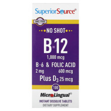 Superior Source, B-12, B-6 & Folsäure, Plus D3, 100 MikroLingual Sofortlösetabletten