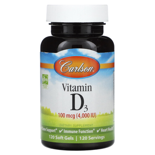 Carlson, Vitamin D3, 100 mcg (4.000 IE), 120 Soft Gels