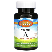Carlson, Vitamin A, 7.500 mcg RAE (25.000 IE), 100 Softgels